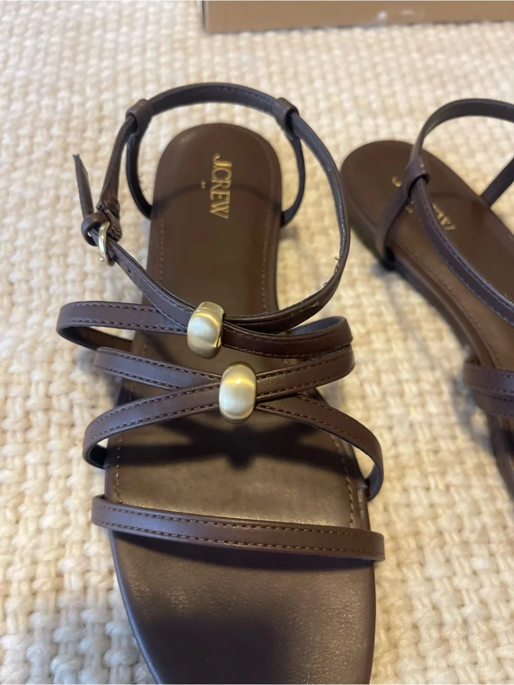 (NWT) J. Crew Dark Walnut Leather Strappy Sandals